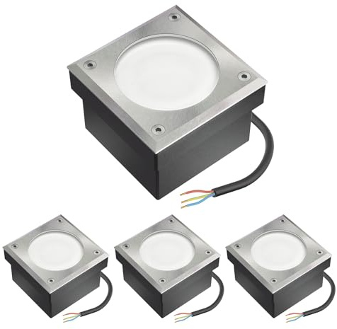ledscom.de 4x GX53 gatsten mark infälld belysning NEOLUM för utomhusbruk, IP67, vinklad, 10 x10cm, inkl. lamphållare