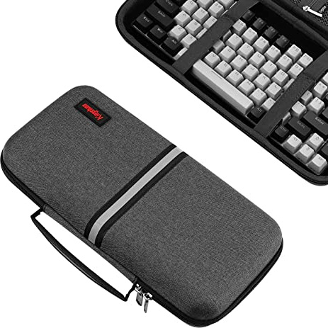Kingshion Hard 75% Keyboard Case, Hard Travel Storage Case for 84 Key Portable Keyboard, Compatible with Keychron K2, Logitech POP - Dark Grey