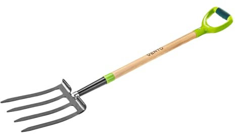VERTO Heugabeln | Spatengabel: Grabegabel zum Umgraben und Auflockern | ergonomischer D-Griff | Länge 115 cm Solid | Spatengabel für Harte, steinige Böden, Mit 4 Zinken