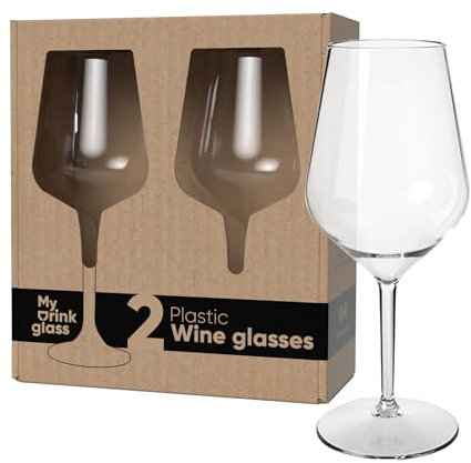 MyDrinkglass Verre Plastique Reutilisable - 2 Pieces - 470 ml - Vin Blanc - Verre Cocktail pour Aperol Spritz - Zero Waste