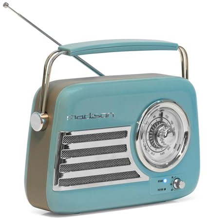Madison - FREESOUND-VR40BLU - Radio Vintage 30W sur Batterie Longue autonomie - Bluetooth, USB & FM - Bleu - Vintage, Nostalgie, rétro