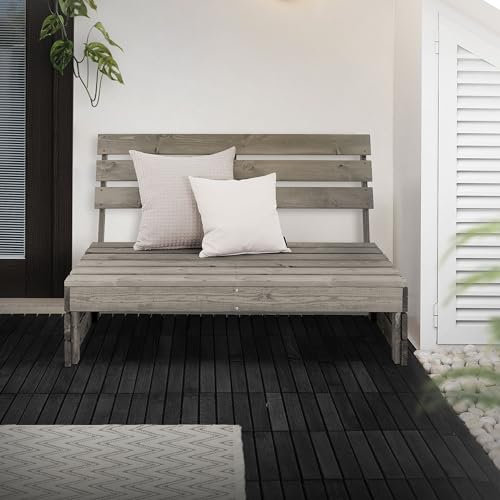 ML-Design trädgårdsbänk 3-sits av massivt granträ, 120x76,5x70 cm, grå, robust & väderbeständig, bänk med ryggstöd träbänk uteplatsbänk husbänk trädgårdsmöbler bänk för trädgård balkong terrass
