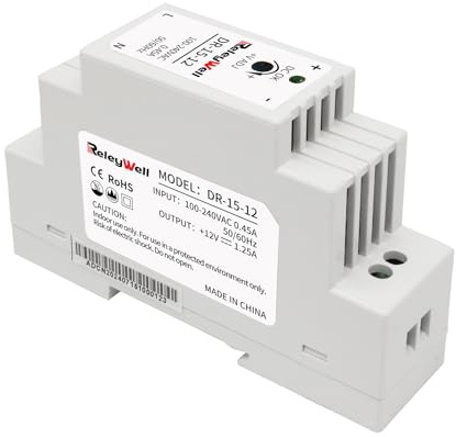 Hutschienen netzteil 12V, 15W, 1.25A; ReleyWell, 12 volt, klingeltrafo, steckdose hutschiene, DR15-12