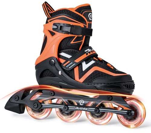 Ruthfot Verstellbare Inline Skates für Kinder Jungen und Mädchen, Leucht-Skates für Kinder von 6-12 Jahren Outdoor-Leuchtpatinen für Frauen und Männer