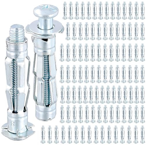 CHUENKUK Lot de 100 chevilles en métal pour corps creux M8 x 52 mm - Chevilles à expansion en métal pour la fixation de la décoration de la maison - Plaque de plâtre