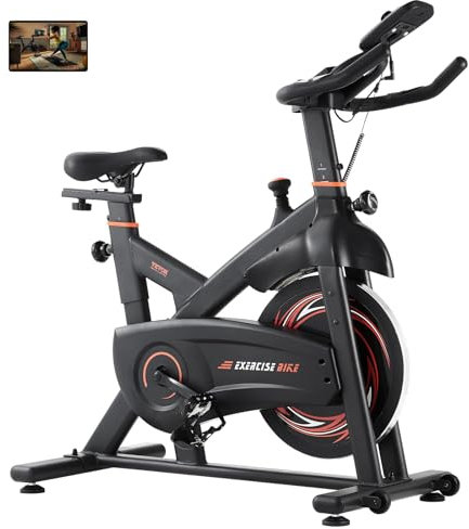 VEVOR Stationär träningscykel, justerbar magnetisk motståndscykel, tyst remdrivning, bekväm sits, LCD och tung svänghjul, inomhus