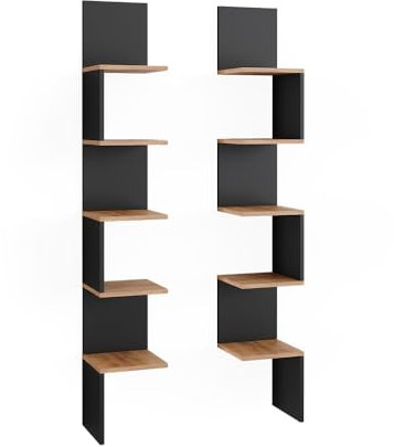 Vicco Libreria angolare da terra Paolo, Antracite, 28 x 175.4 cm Set di 2