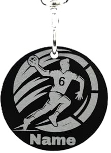 Porte-clés de Handball Personnalisé en Acrylique Noir - Cadeau d'Anniversaire Pour Joueur et Fan - Article de Club Pour Handballeurs