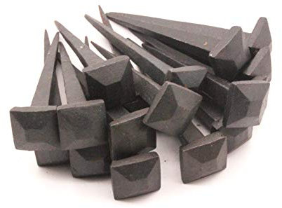 Confezione da 40 chiodi in ferro forgiati a mano tradizionali (1 kg) con testa quadrata rustica nera, 7,6 cm x 20 mm, chiodi decorativi da parete