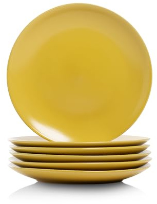 10 Strawberry Street Wazee Matte Coupe Dinnerware, Salad Plate, Yellow, Set of 6