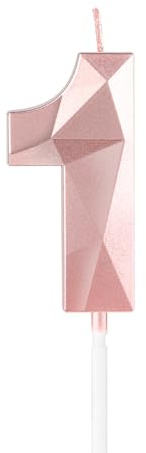 mciskin Rose Gold 1st Birthday Candles,First Birthday Decorations for Girl,3D Number 1 Candle for Cake,Rose Gold Cake Topper for Her Him Party Decorations Wedding Supplies