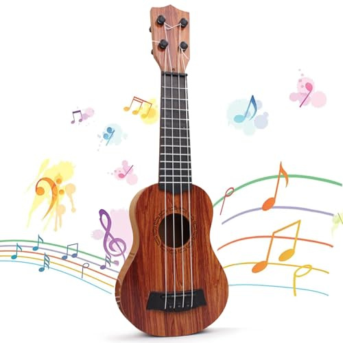 Ukulele Kinder, Kindergitarre, 38cm Mini Gitarre, Gitarre Für Kinder Mit 4 Verstellbaren Seiten, Ukulele Spielzeug für Kleinkinder, Anfänger, Jungen, Mädchen, Spielzeug Musikinstrumente (15 Zoll)