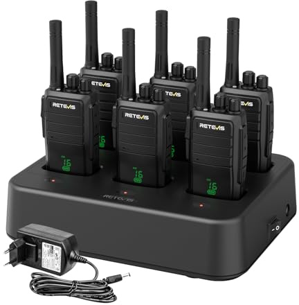 Retevis RT21H Walkie-talkie, Dold Skärm Tvåvägsradio IP54-klassad Vattentät Robust Typ-C 6-vägs Laddare Uppladdningsbara Walkie-talkies För Skolor, Hotell, Lager (6 Styck, Svart)