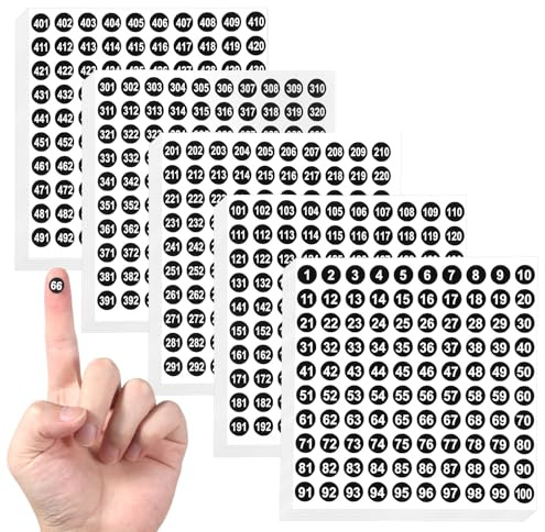 Lot de 7 500 autocollants numérotés de 1 à 500 - 15 étiquettes rondes consécutives en vinyle - Petits chiffres autocollants de 1 à 500 pour inventaire intérieur et extérieur, rangement, boîtes (noir)