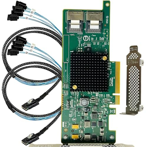 SAS HBA Card Compatible with LSI 9207-8i IT Mode PCIe SATA Expansion Card, SAS Expander Support, 8-Port 6Gbps PCIe 3.0 x8, HBA Controller with 2 SFF-8087 to 4× SATA Cables,ZFS TrueNAS unRAID NAS