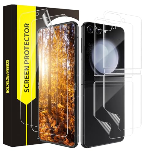 Cable Leader 2+2 Pack TPU Verre Trempé pour Samsung Galaxy Z Flip 5 5G, Résistant Protection écran+Film Protecteur au dos, Anti-Taches, Sensibilité, Sans Bulles, HD Claire Z Flip 5 5G Vitre Protection