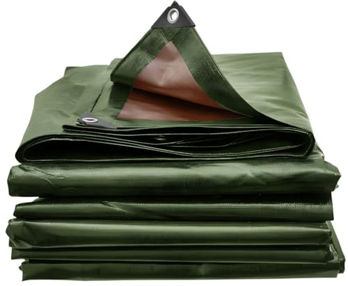 Waterproof Tarpaulin Cover 200GSM – Green/Brown Reversible Tarp with Aluminium Eyelets for Ground Sheet, Garden, Storage & Construction (1m x 1m)