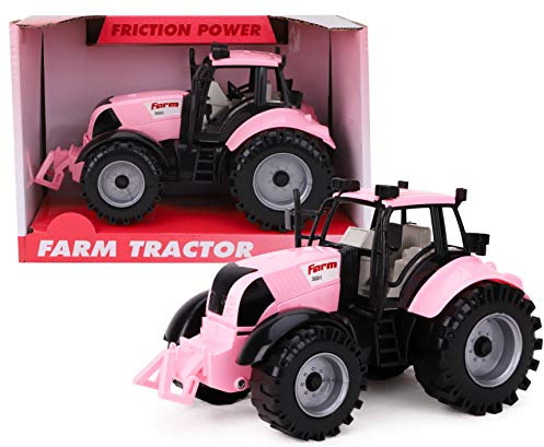 Toyland® 22cm x 12cm Reibung angetriebener Traktor mit öffnender Motorhaube (Rosa)