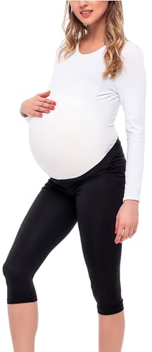 Be Mammy Dams 3/4 Moderskap Leggings Tights BE20-254(Svarta Prickar, S)
