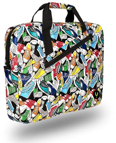 NGS GINGER TRAINERS - Maletín para Ordenador Portátil de hasta 15,6'', Maleta con Compartimentos y Bolsillo Exterior, Estampado de Zapatillas