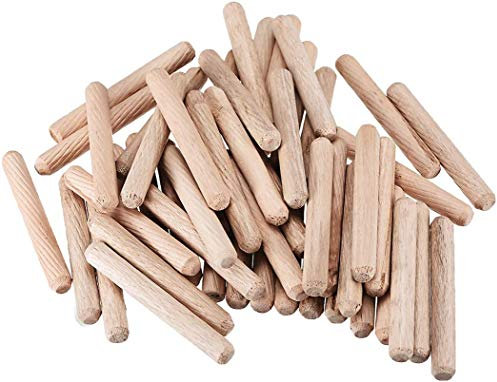 TERF® Lot de 200 chevilles en bois massif 10 mm x 60 mm Bois dur séché Cannelé Bois dur séché Tiges de meubles pour charpentier professionnel DIY et projets d'artisanat