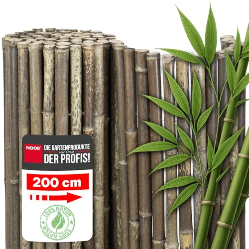NOOR Bambusmatte BLACK EDITION - Sichtschutzmatte Bambuszaun - 1,8 x 2,0 m