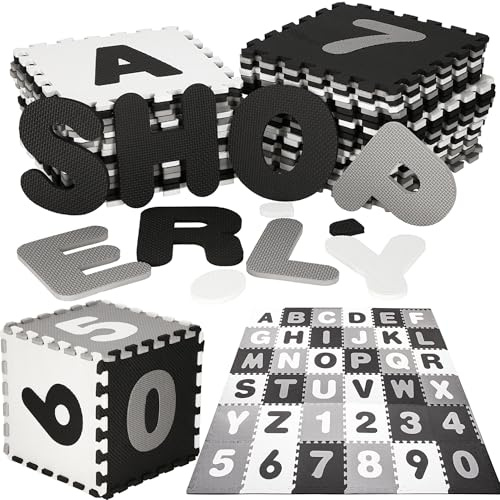 SPRINGOS Puzzlematte große Spielmatte mit Buchstaben und Ziffern 175 x 175 x 1 cm Eva-Schaum Lernmatte für Kleinkinder