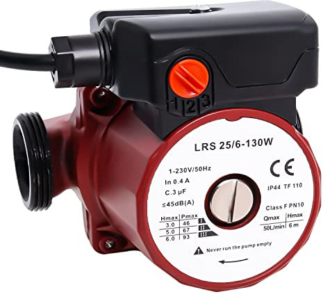 Pompe de Circulation de L'eau Chaude LRS25/6-130, Pompes à Eau Chaude Domestique 46/67/93W Hauteur Maximale 6M par Poweka