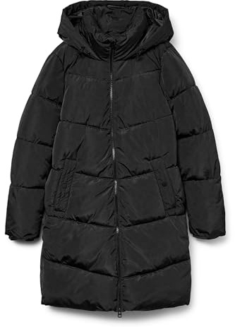 VERO MODA Damen Vmhalsey Coat Boos Mantel, Black, S