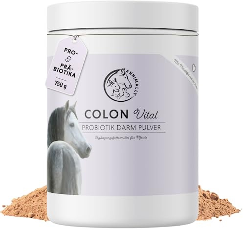 Polvo probiótico para Caballos - 750 g de Polvo intestinal con levadura Viva para una Flora intestinal Saludable - Bacterias intestinales para la rehabilitación intestinal en Caballos