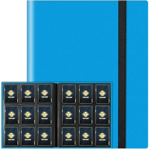 Trading Card Binder Holder 9 Pocket Card Album Folder, Card Collection Binder with 360 Side Loading Pocket Card Book Fit for MTG Baseball Football Sports Card Play Cards (Blue, 360 Pockets)