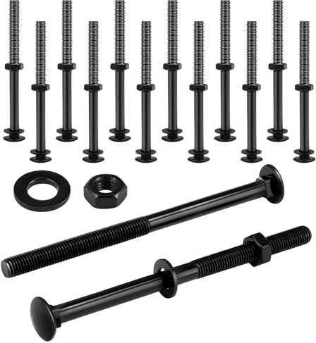Zonon 12 Sets Carriage Bolt, Black, 3/8 x 6 Inch