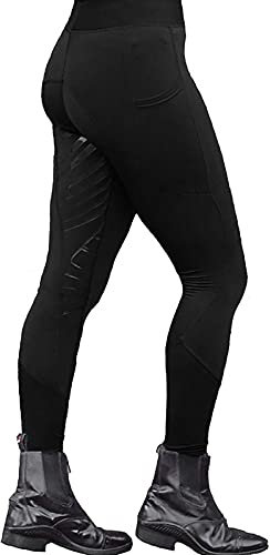 Fulidngzg Reitleggings Damen Thermo High Waist Reithose Reiterhosen Bequeme Reitsport Reitleggings Winterreithose Fahrrad Silikon Vollbesatz Winter Reiterhose Thermoreithosen