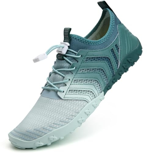 Mabove Water Shoes Womens Mens Quick Dry Beach Shoes for Swimming Pool Snorkeling Diving Kayaking Sailing Lake(Gradient Green,V011,8 UK,42 EU)