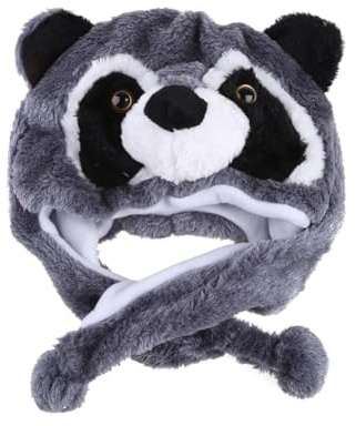 Perfeclan Gorro de Peluche con Orejeras de Dibujos Animados para Fiestas de Cosplay y presentaciones en, Mapache Gris