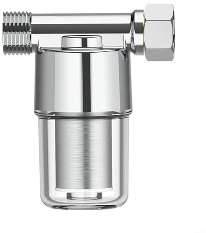 Aprilsunnyzone Filtro acqua in rame puro per rubinetto doccia lavatrice filtro controlavaggio con alloggiamento trasparente e rete in acciaio inox per la rimozione delle impurità