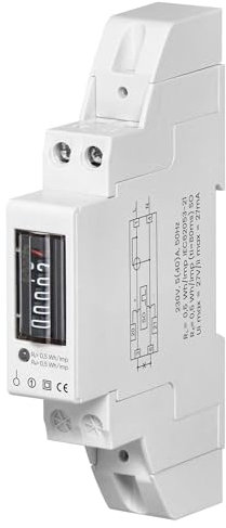 Miratic Indicateur de Consommation Electrique Monophasé 40 A Largeur 1 Module Compteur Electrique Monté sur DIN TH-35 mm (Analogique 5+1)