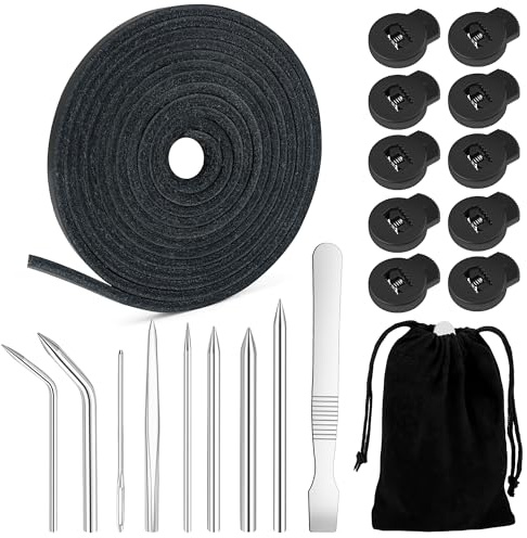 Windspeed Baseball-Handschuh-Spitzennadel-Set, Softball-Handschuh-Reparatur-Set für Baseballhandschuhe, Reparatur-Set, 8 Nadeln, 2 Meter Lederstreifen, 10 Schlösser/Tasche, 21-teiliges Set