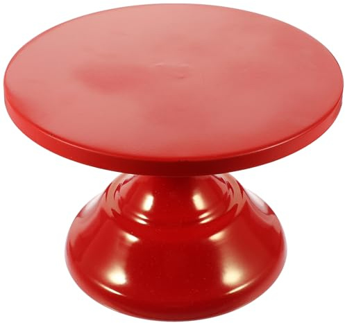 Ciieeo Alzata per Torte Rotonda in Metallo Rosso, Supporto Basso da 20cm per Dolci e Cupcake, Alzatina Decorativa per Matrimonio e Feste, Alzata per Esposizione Frutta