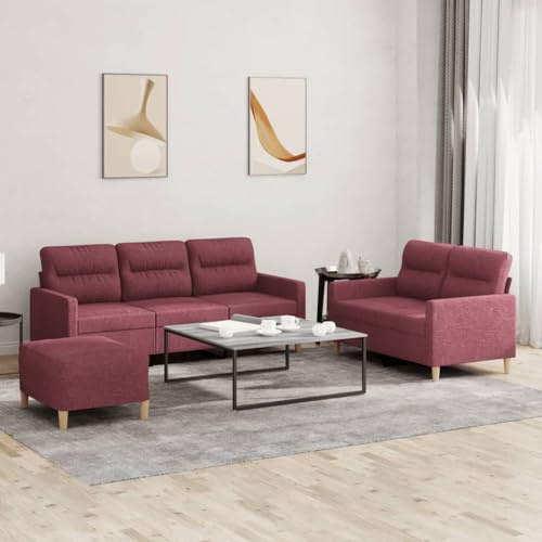 Frdhee Set di 3 divani imbottiti, con cuscino, in tessuto vinaccia, per camere degli ospiti e piccoli spazi, versatile