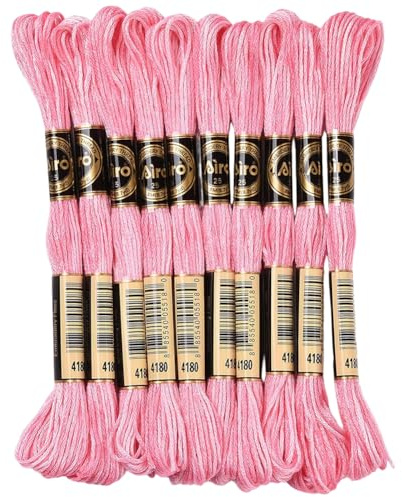 CABODYALS 10 nystan (80 m) 6 trådar, flerfärgat broderigarn i rosa segmentfärgat för korsstygn, vänskapsarmband för sömnad, smyckestillverkning, hantverk och stickning
