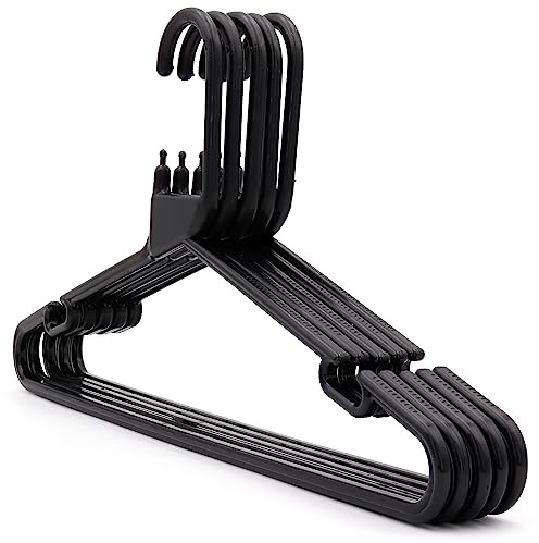 The Hanger Store 100 Black Plastic Heavy Duty Coat Hangers for Clothes | Strong Coat hangers, Adult Coat Hangers with Trouser Bar and Notches Suitable for Jackets, Suits, T-Shirts, Trousers