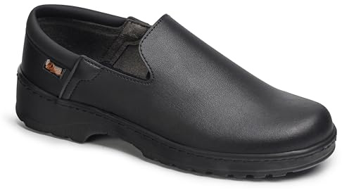 DIAN - Marsella Negro 38, Zapato de Trabajo para Sanidad y Hosteleria, Zapato Laboral Unisex, Plantilla Acolchada Antibacteriana, Transpirable, Antirozaduras, Suela Antideslizante y Antiestática.
