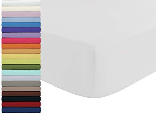 Tata Home Lenzuolo sotto con Angoli ed Elastici 100% Cotone Misura cm 180x210 Letto Matrimoniale Due Piazze Altezza cm 25 Colore Bianco Made in Italy 57 Fili al cm2
