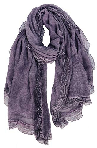 DAMILY Foulard Femme Motif de Dentelle Echarpe Châle Doux Etole Léger (H-VioletMoyen)