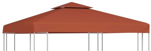vidaXL Pavillondach 2-Stufig Pavillon Partyzelt Gartenzelt Dachplane Ersatzdach Ersatz Dach Plane Pavillonplane 310g/m² 3x3m Terrakotta