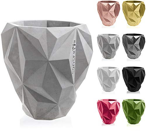 CONCRETTE Blumentopf Blumenkübel Zement-Pflanzkübel Übertopf aus Beton Geometric Ø 13 cm/Ø 19 cm/Ø 24 cm | 17 Farben