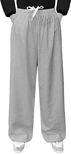 G-LIKE Tai Chi Trainingshose Haremshose – Traditionelle Chinesische Kampfkunst Kung Fu Wushu Yoga Unisex Damen Herren Freizeithose Weite Beine Aladinhose Jogginghose Baumwolle Leinen (Grau, XL)