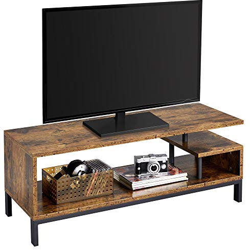 Yaheetech Mueble de TV de Estantes Abiertos Mesa de TV de Madera para Salón hasta 55 Pulgadas,106x39,5x40cm,Color Marrón