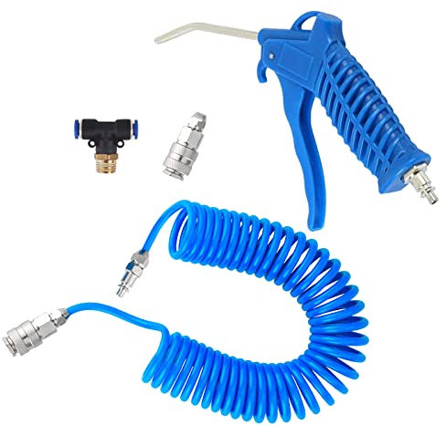 ACHANFLY Air Duster Gun Truck Air Duster with 5 Metre Recoil Hose Air Blow Gun Air Tools Compressor Accessories Air Gun Cleaning Kit Heavy Duty 360 Degree Rotating for Lorry Truck Car Airline